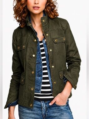 Womens J Crew Army Green Downtown
Waxed Military Style Field Jacket Sz XS